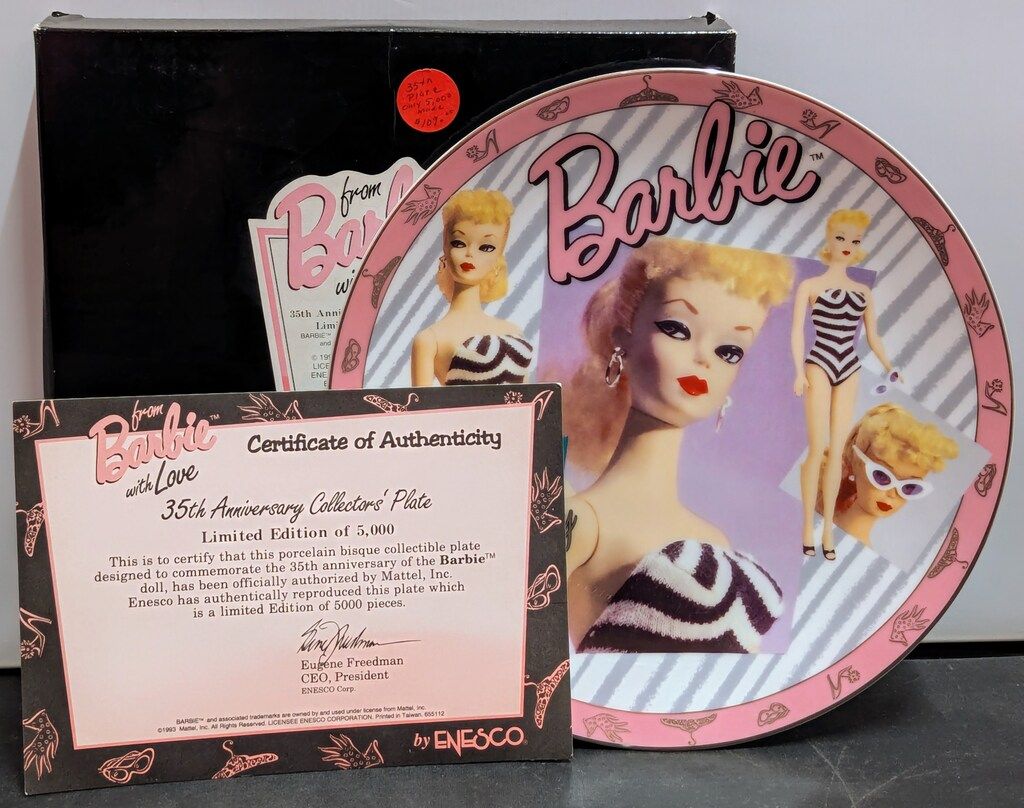 Enesco Barbie with Love 35th Anniversary Collectors Plate ＃655112 1993年