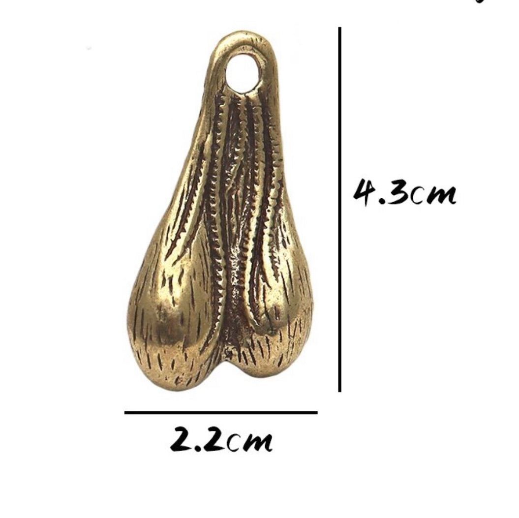 1個 ブルズボール 牛 睾丸 真鍮 キーチェーン キーホルダー バンパー