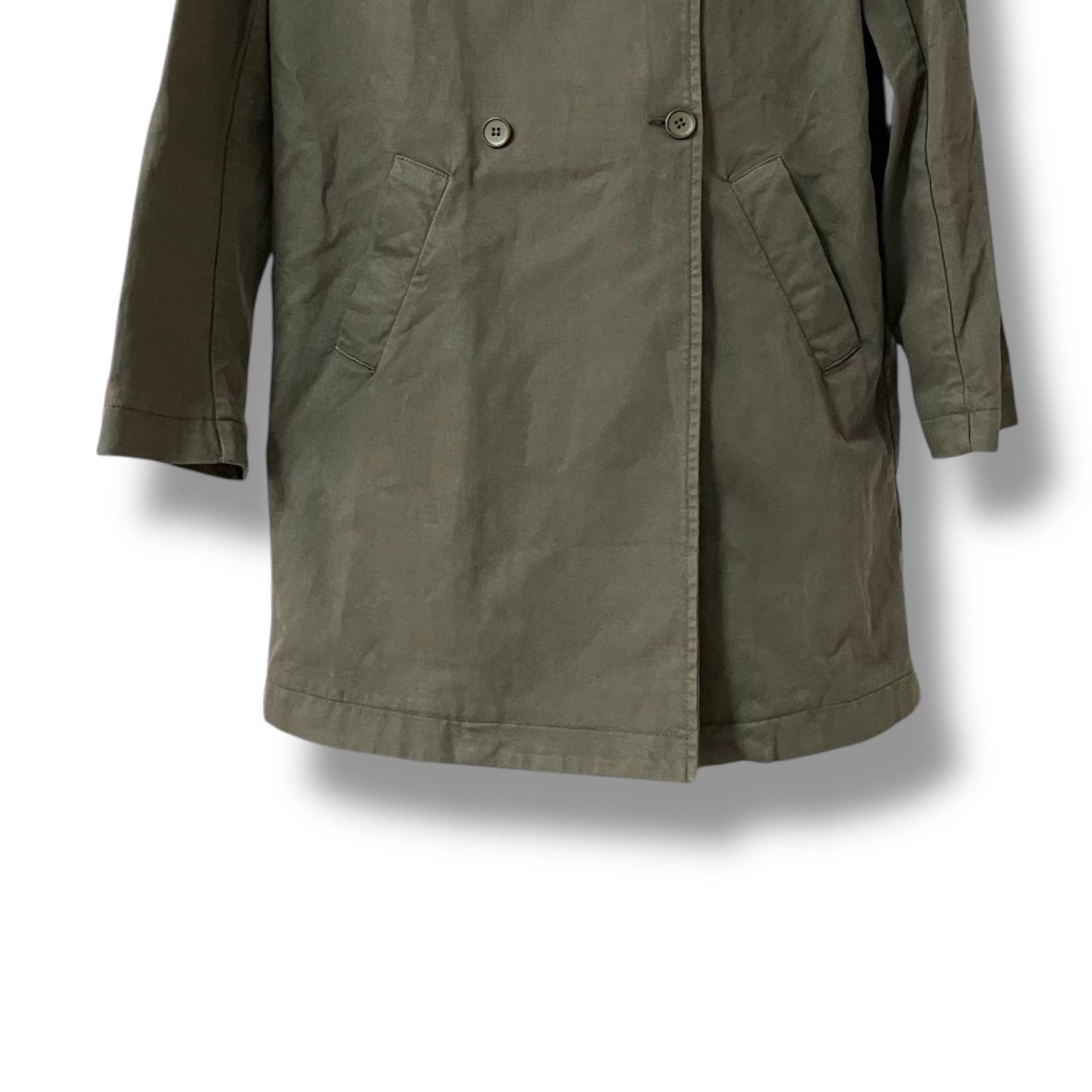 Le Verseaunoir ルヴェルソーノワール カーキ系 ダブルボタン コート ロング丈 コットン98 イタリア製 40 Lサイズ相当 レディース 上質素材 エレガント 0000621OC GULLKHAN_COM