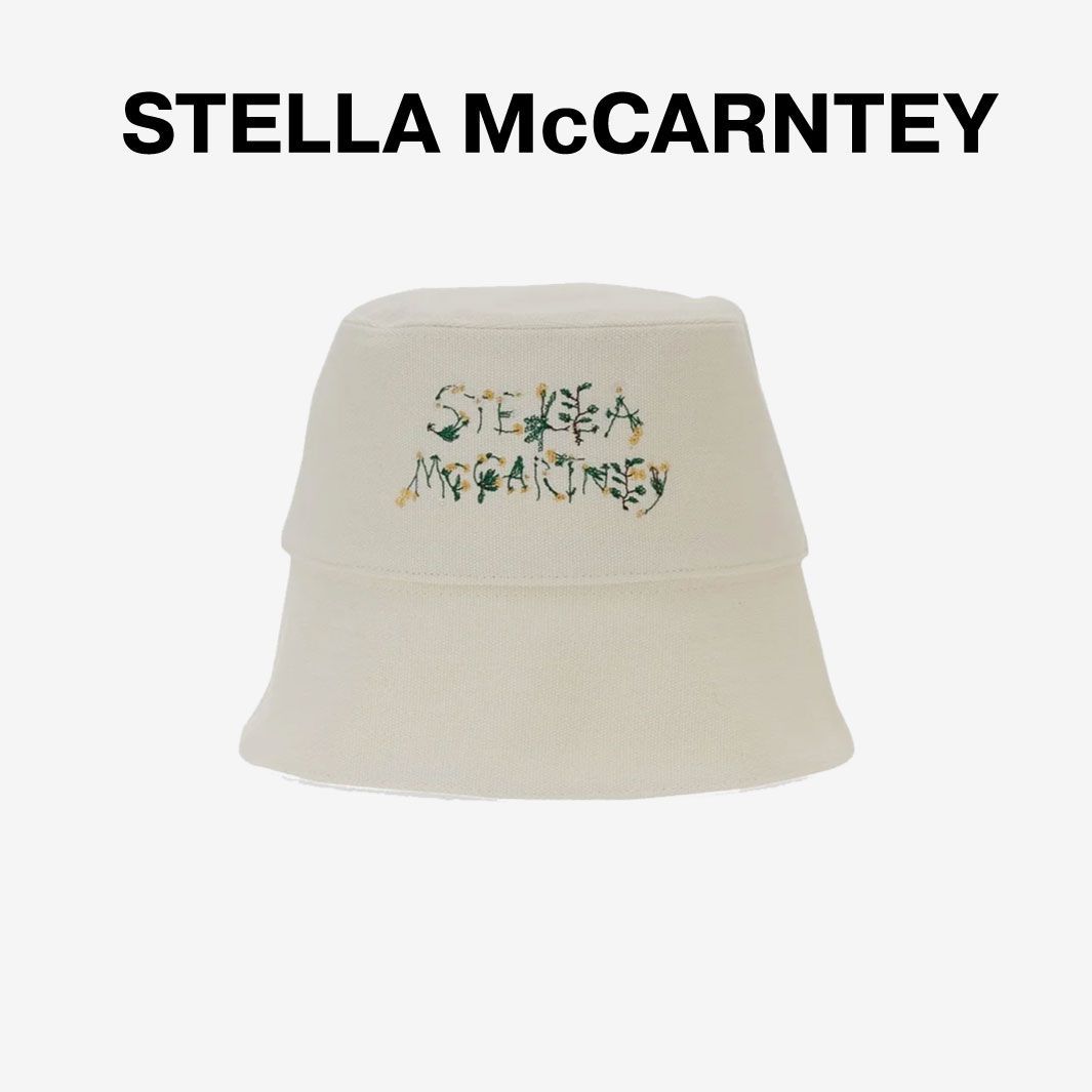 【新品】STELLA McCARTNEY｜刺繍ロゴ バケットハット ｜ ホワイト