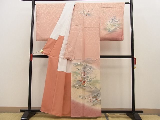 平和屋野田店■訪問着　御所車松紋　暈し染め　金彩　逸品　n-by3790