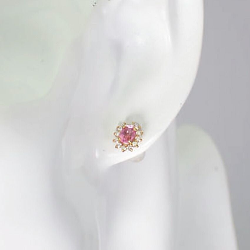 K18YG ピンクサファイア ダイヤモンド ピアス［i5-3］ - メルカリ