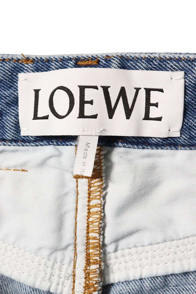 ロエベ S359Y11X90 アナグラム刺繍クロップドデニムパンツ レディース