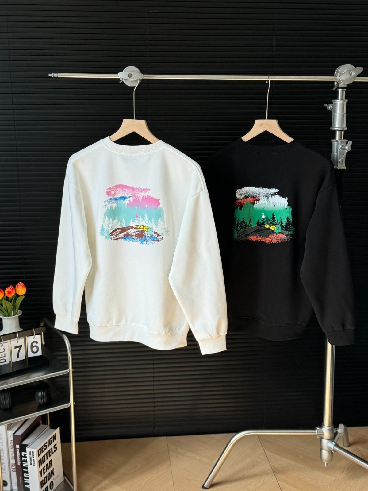 KOLON SPORT 秋のカップルのプリントバッククルーネックスウェットシャツ