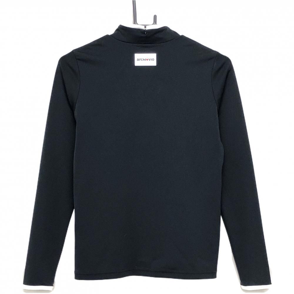 美品】アルチビオ 長袖ハイネックシャツ 黒×白 ロゴ刺しゅう