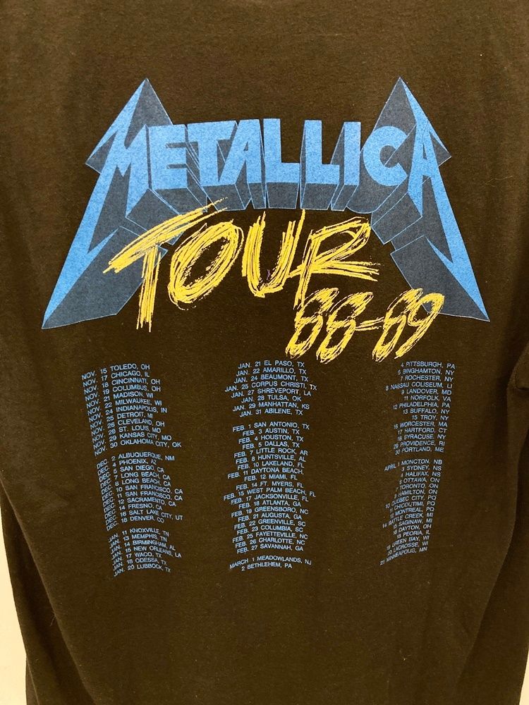 バンドTシャツ BAND-T 80s Vintage ヴィンテージ METALLICA メタリカ 88-89 ツアーTシャツ 黒 袖シングル US古着 XL Tシャツ ブラック LLサイズ 101MT-2711