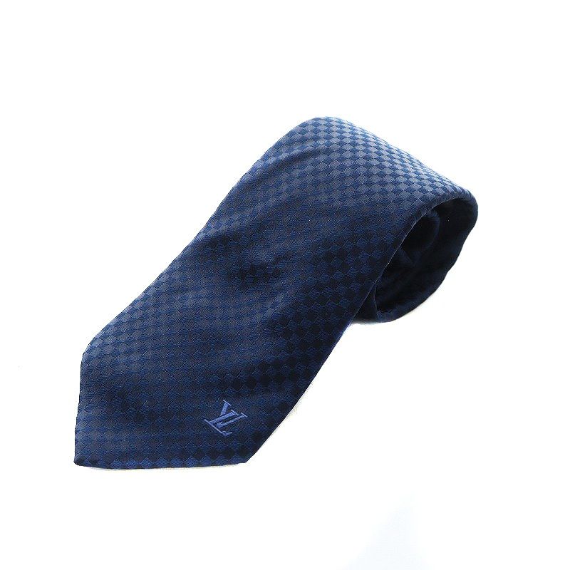 【美品】LOUIS VUITTON チェック柄ネクタイ 2本セット ルイヴィトン LOUIS VUITTON ネクタイ ワイドタイ ブロック