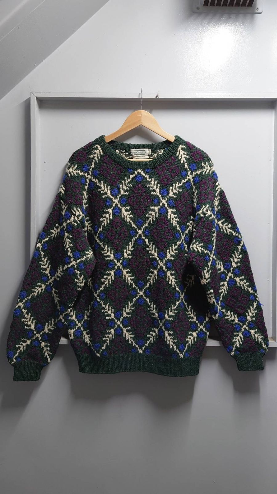 NEWYOKER “Hand Knit” 総柄 ウールニットセーター M