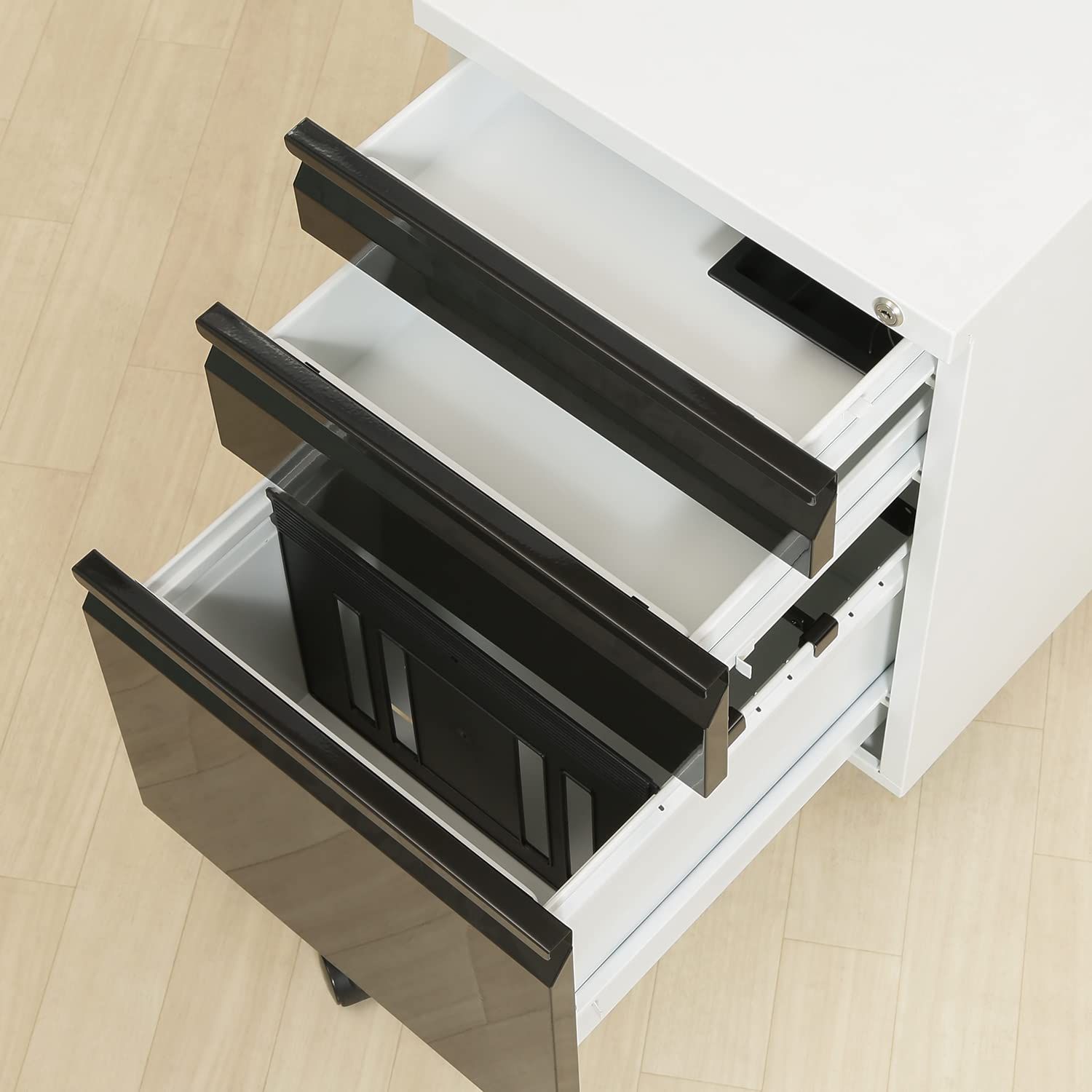 不二貿易 キャビネット デスクワゴン 3段 幅39.5cm ブラック キャスター付き 鍵付き A4対応 ルイン 84710 MARWIL-DEMENAGEMENTS_CH