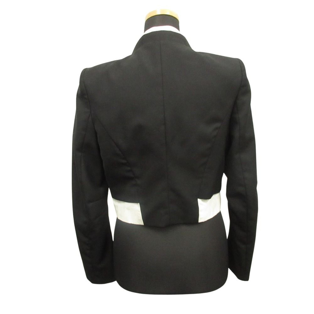 KARL LAGERFELD カールラガーフェルド タキシード ジャケット ブルゾン レイヤード ウール 38 黒 ブラック レディース 古着