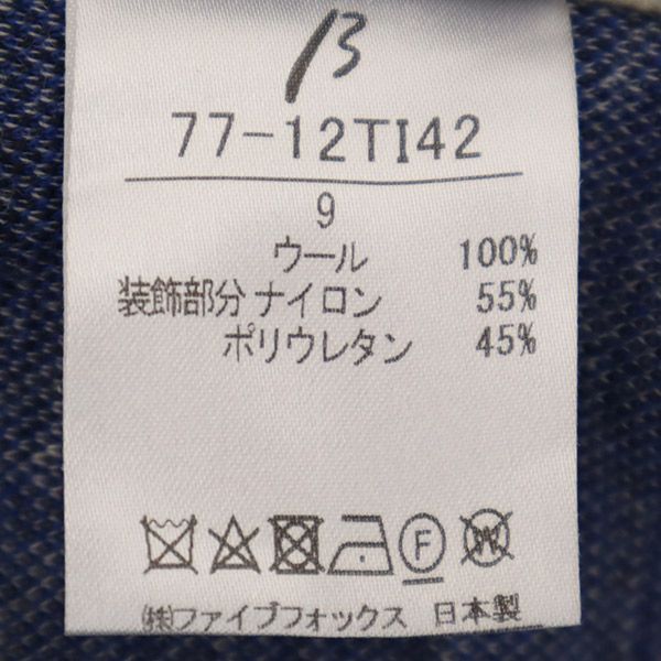 ベータ 総柄 長袖 ウール100％ ニット 9 ネイビー系 β セーター