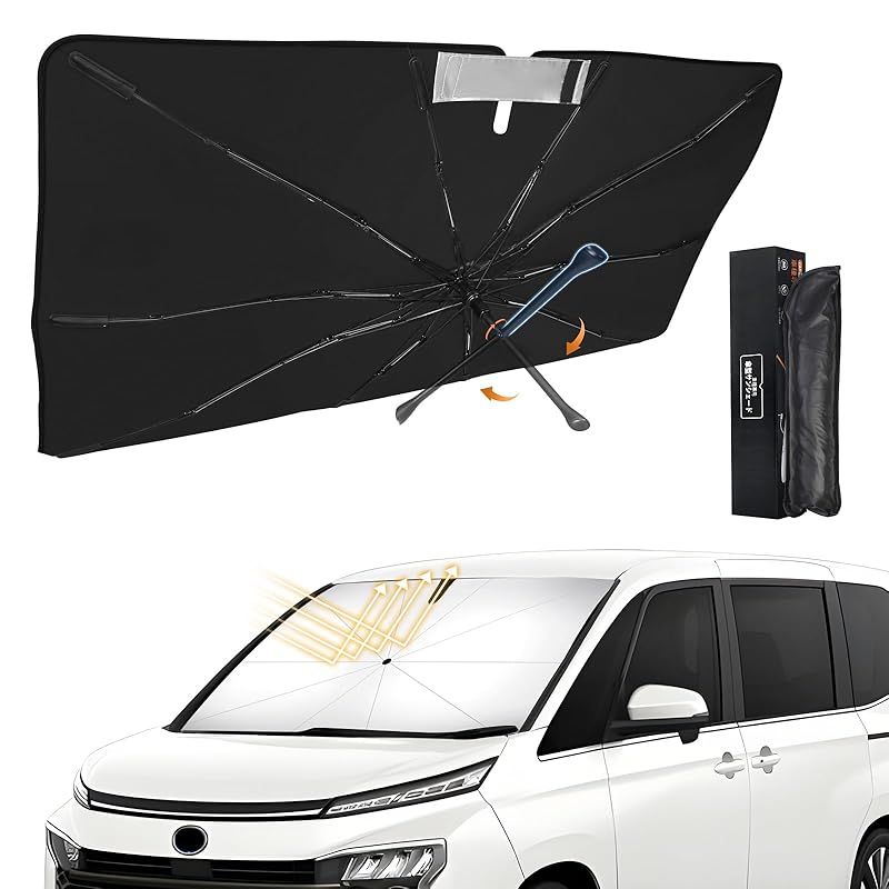 新型 ヴォクシー ノア 90系 傘型 サンシェード 専用 VOXY NOAH 90系 車用サンシェード 車種専用設計 UVカット 紫外線対策 フロントガラス用 サンシェード 日よけ 遮光 遮熱 車中泊 仮眠 360回転可