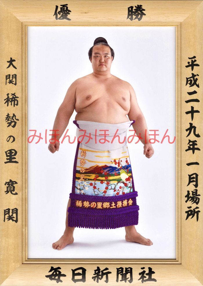 稀勢の里寛関　優勝ミニ額 大相撲ミニ額 大相撲優勝額　平成２９（２０１７）年１月場所 優勝 大関 稀勢の里寛関（初優勝） ※受注生産品のため、ご注文後はいかなる理由でも返品、返金