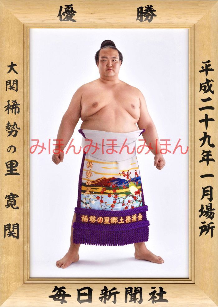 稀勢の里寛関優勝ミニ額 大相撲ミニ額 大相撲優勝額平成２９（２０１７）年１月場所 優勝 大関 稀勢の里寛関（初優勝） ※受注生産品のため、ご注文後はいかなる理由でも返品、返金はできません