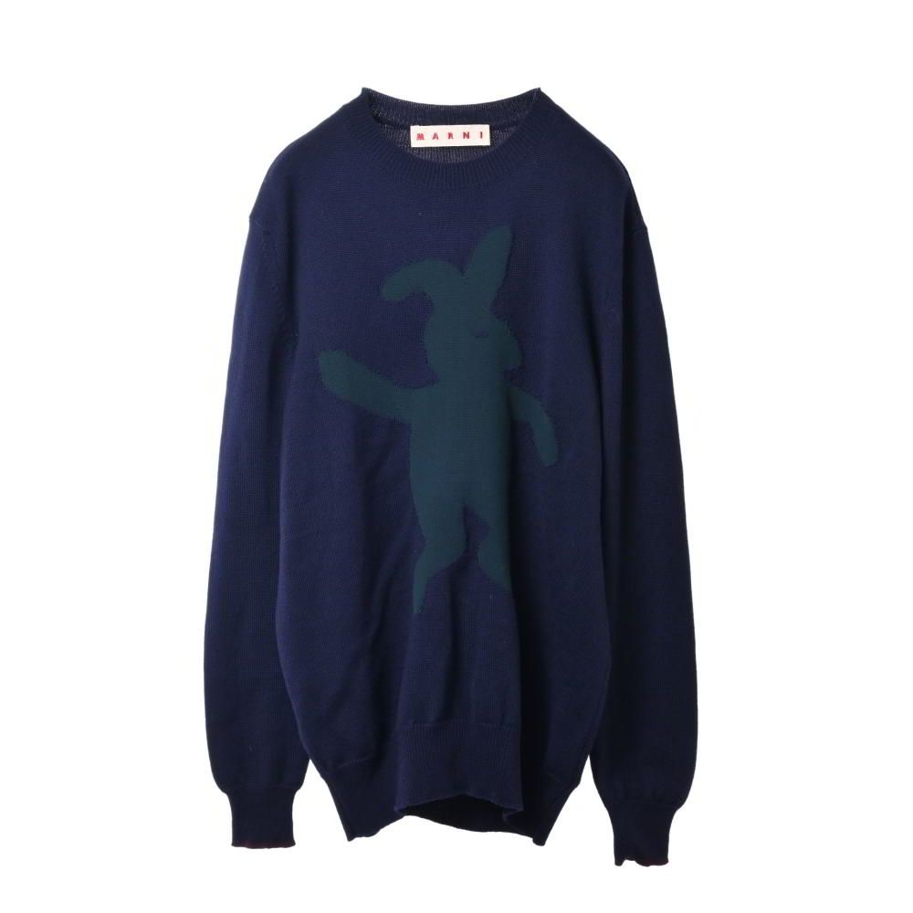 MARNI - MARNI ダンスバニー ウール プルオーバーニット MARNI ダンスバニー ウール プルオーバーニット 42 ネイビー