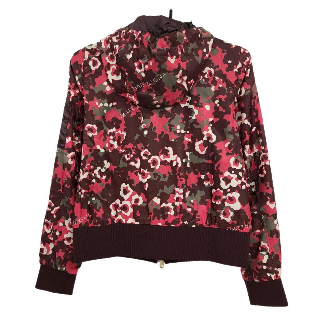 超 マークアンドロナ ジップパーカー ボルドー×レッド カモフラ柄 迷彩 メッシュ裏地 レディース 36 S ゴルフウェア MARK＆LONA