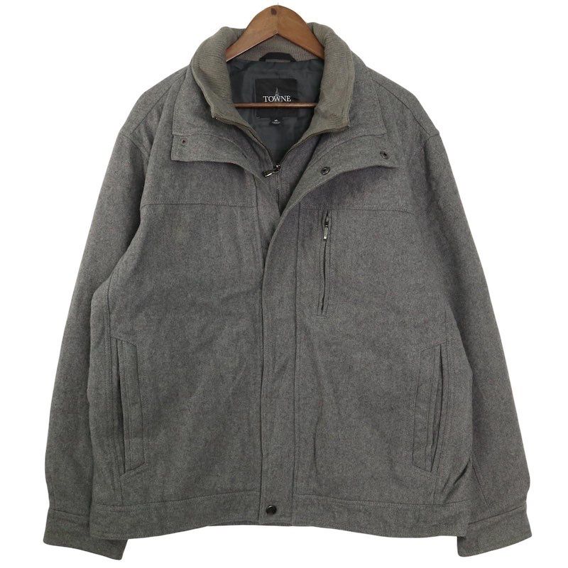 TOWNE by LONDON FOG ロンドンフォグ ウールジャケット メンズUS-XLサイズ グレー レイヤード風 hjc-0036