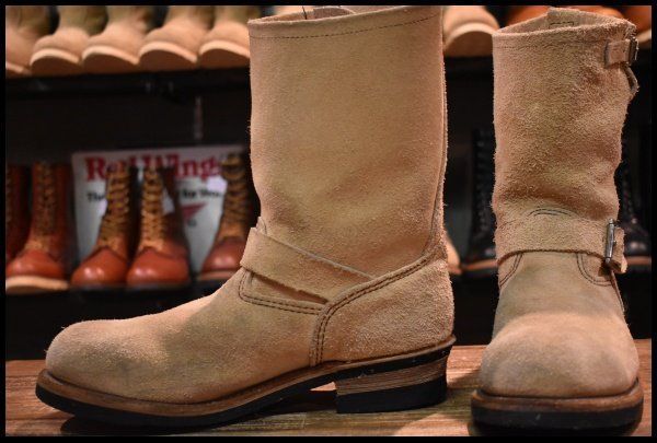 【9D 良品 08年】レッドウィング 8268 スエード エンジニア ホーソーンアビレーンラフアウト スチールトゥ ブーツ redwing HOPESMORE【EH166】