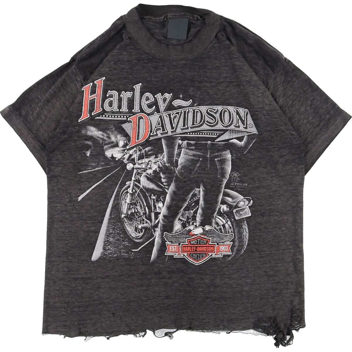 古着 80年代 ハーレーダビッドソン Harley-Davidson 3D EMBLEM 鷲柄 イーグル柄 両面プリント カットオフ モーターサイクル/ eaa359208 - メルカリ