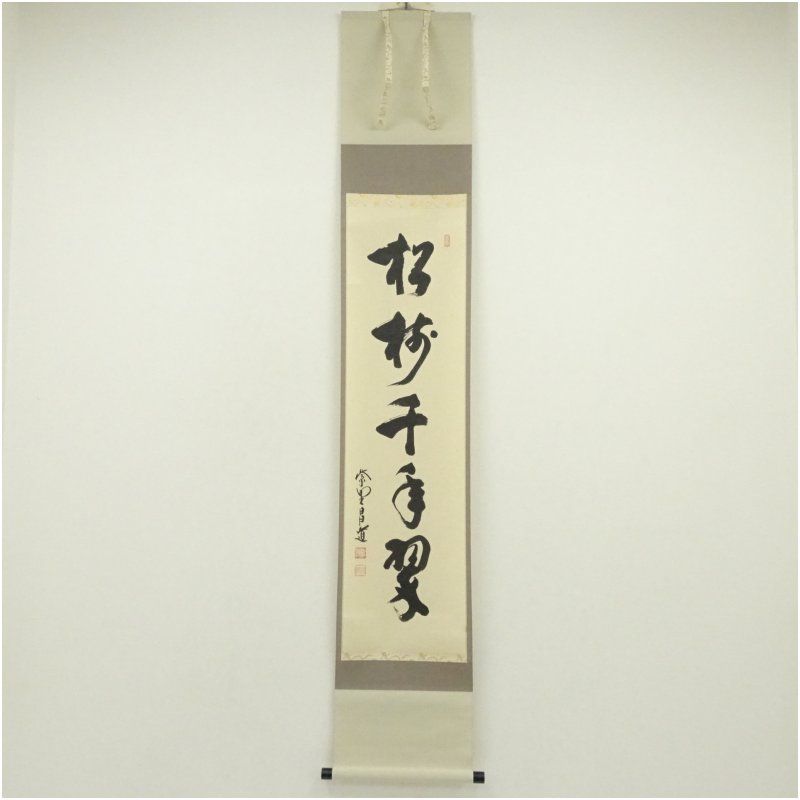 大徳寺 前田昌道筆 松樹千年翠 一行書 肉筆紙本掛軸 共箱 掛け軸 床の間 書 おしゃれ 絵画 表具 芸術 茶道 年中掛け インテリア 茶掛 掛物 和室 1月 冬