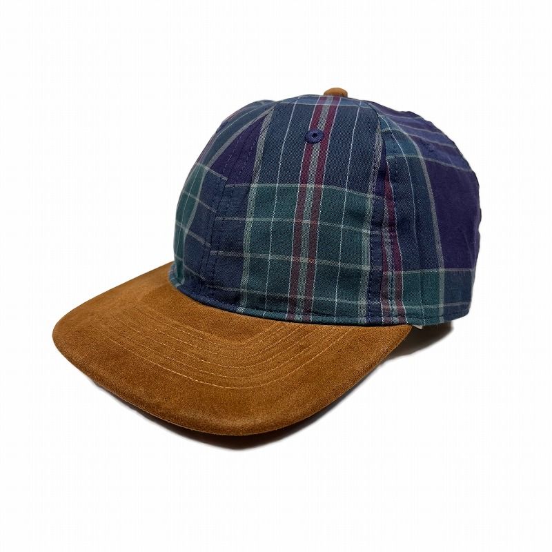 ジェイクルー J.Crew メンズ Men's J.Crew チェック&times;スエード キャップ Plaid Baseball Cap with Suede Brim オーシャン・マドラス・ブルー・レッド