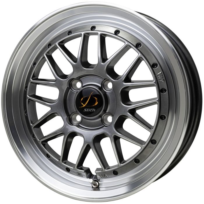 ホイール4本セット STICH MESH RM ハイパーシルバー|リムポリッシュ 15インチ 4.5J 45 4H-100