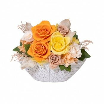 フラワーアレンジ ジェネルー オレンジ F-6117