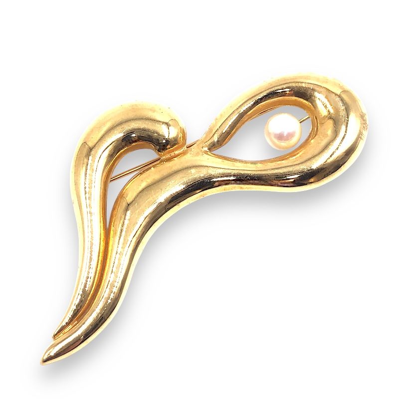 アザーブランド other brand デザイン パール ブローチ ゴールド イエローゴールド K18 アクセサリー