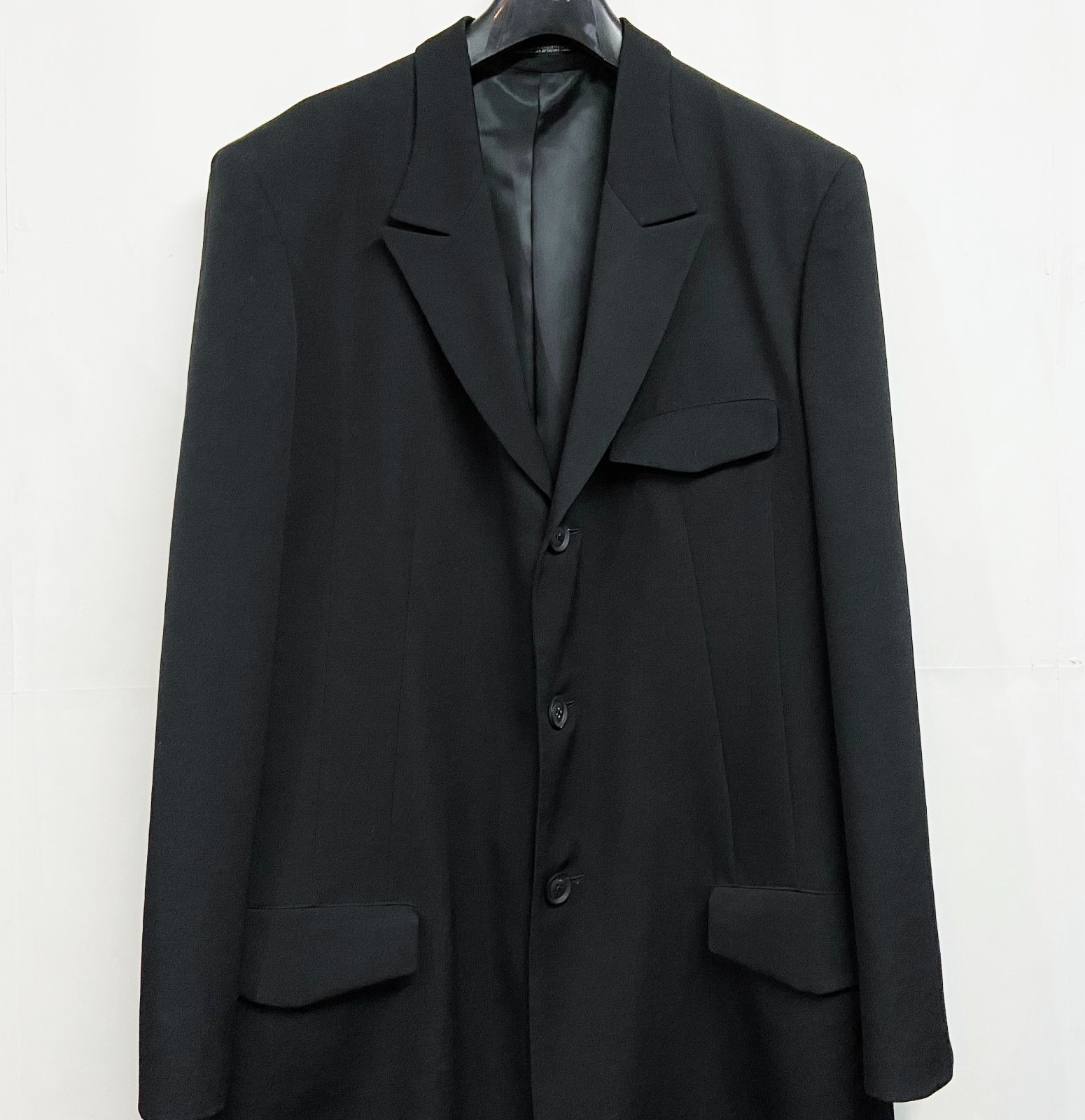 Yohji Yamamoto POUR HOMME ｜ヨウジヤマモト プールオム Wrinkled Gabardine 3B Peaked lapel  Jacket ピークドラペル ロングジャケット - メルカリ