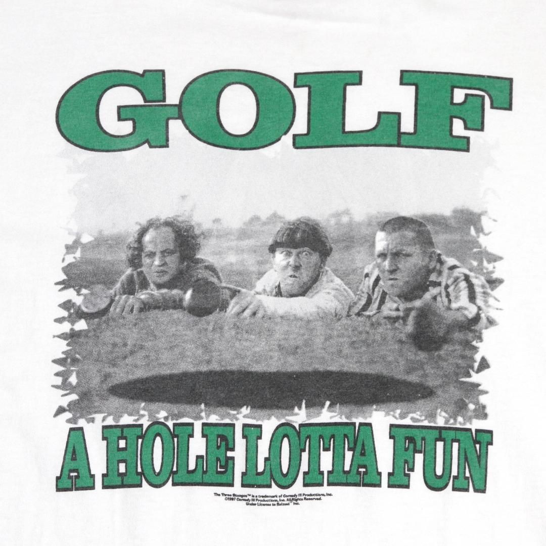 L 90s ヴィンテージ 映画 The Three Stooges 三ばか大将 GOLF A HOLE LOTTA FUN Tシャツ ゴルフ 三バカ大将