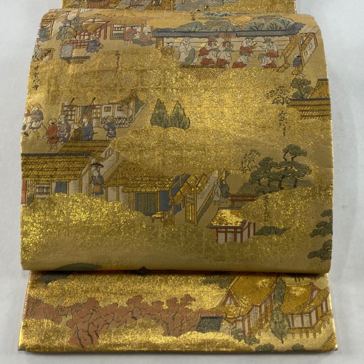 在庫一掃 丸帯 京風景 山鉾 箔 金色 正絹