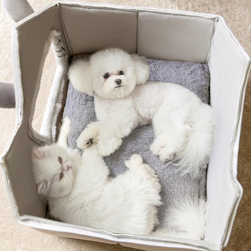 ドーム型犬猫用ベッドペットハウス柔らか49*56*25cmペットベッド犬の巣通年用洗える寝具滑り止め暖かいクッション付き室保温