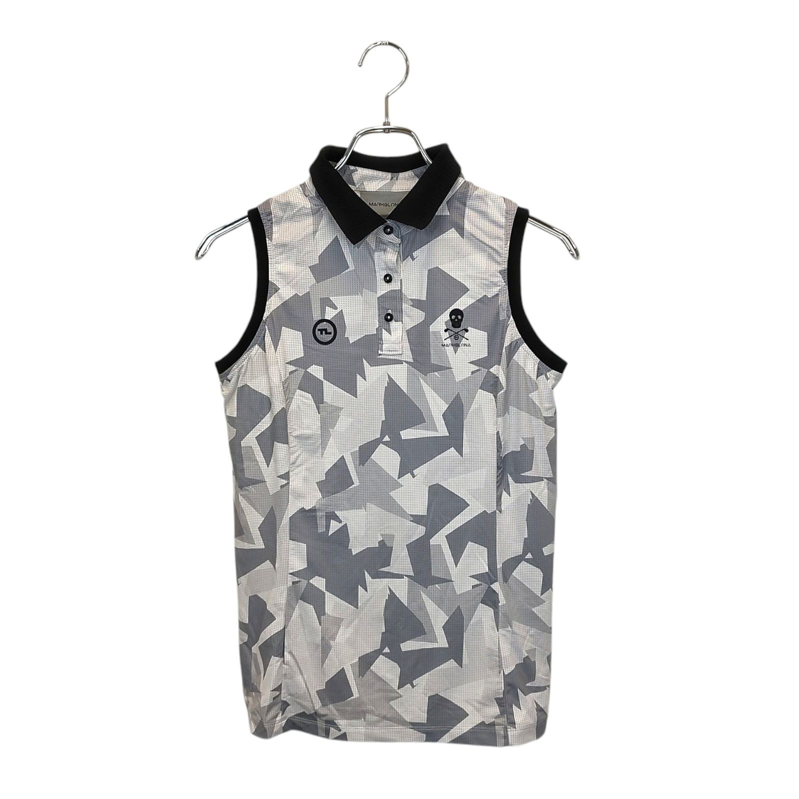 MARK＆LONA マークアンドロナ ゴルフ 23SS T-LINE シリーズ Zig Zag Polo 総柄 ノースリーブ ポロシャツ MXW-3B-AP02 38 グレー