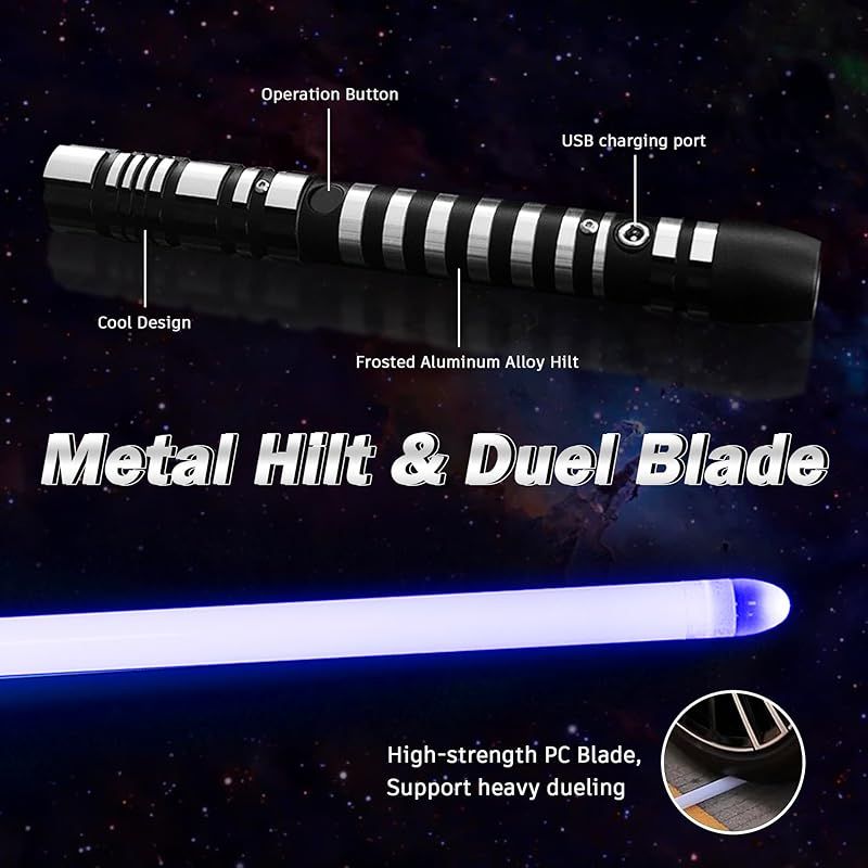 YDDセーバー ライトセーバー RGB 16色変化 金属 アルミ柄 ゴースト フォースFX ブラックシリーズ ライトセーバー 3モードサウンド付き 本格的な激しい戦いが シングル ブラック