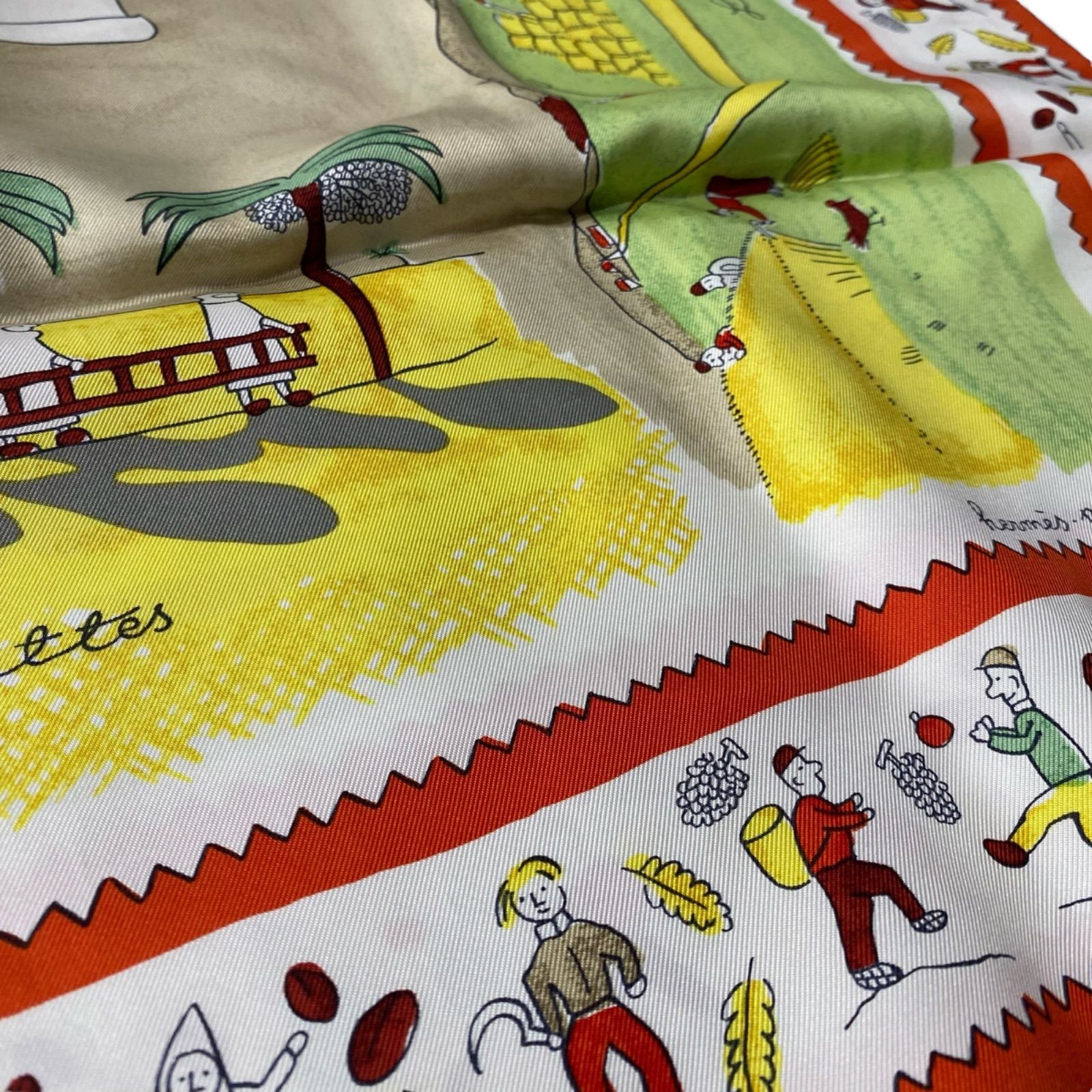 ○エルメス HERMES カレ90 RETOUR A LA TERRE スカーフ シルク