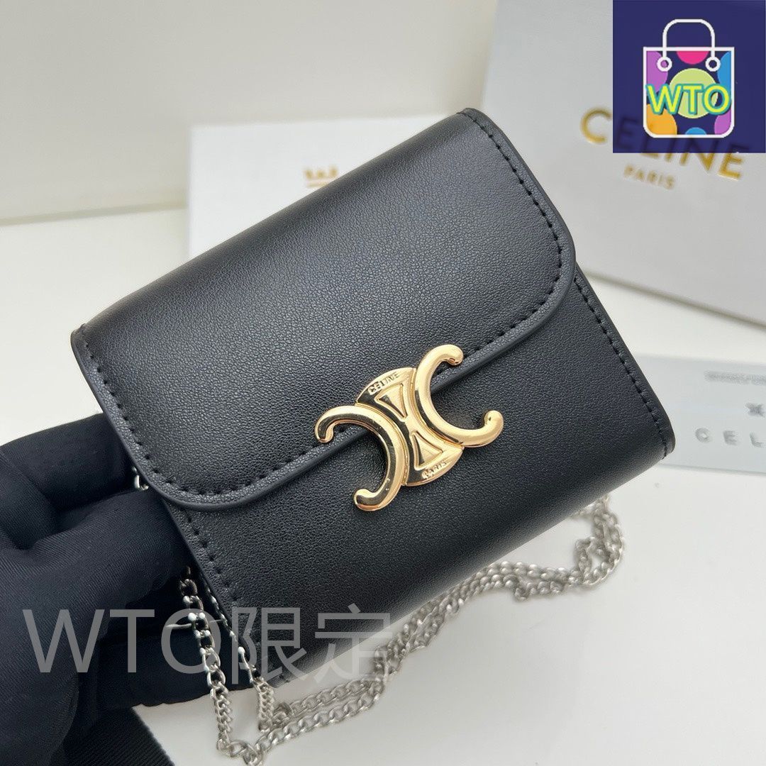 【CELINE】大人可愛い♪lady's ストライプ チェーンウォレット CELINE】大人可愛い♪lady's ストライプ チェーンウォレット