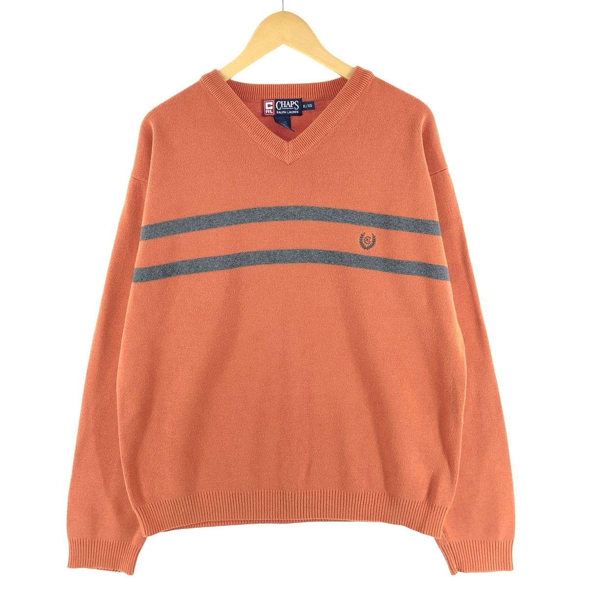 古着 90年代 ラルフローレン Ralph Lauren CHAPS チャップス Vネック コットンニットセーター メンズXL ヴィンテージ/eaa367259