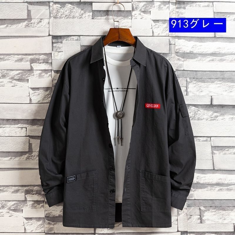 シャツ メンズ 長袖 カジュアルシャツ 開襟 ワークシャツ 無地 秋服 春服 トップス 通勤 長袖シャツ 30代 40代 ファッション beilong13
