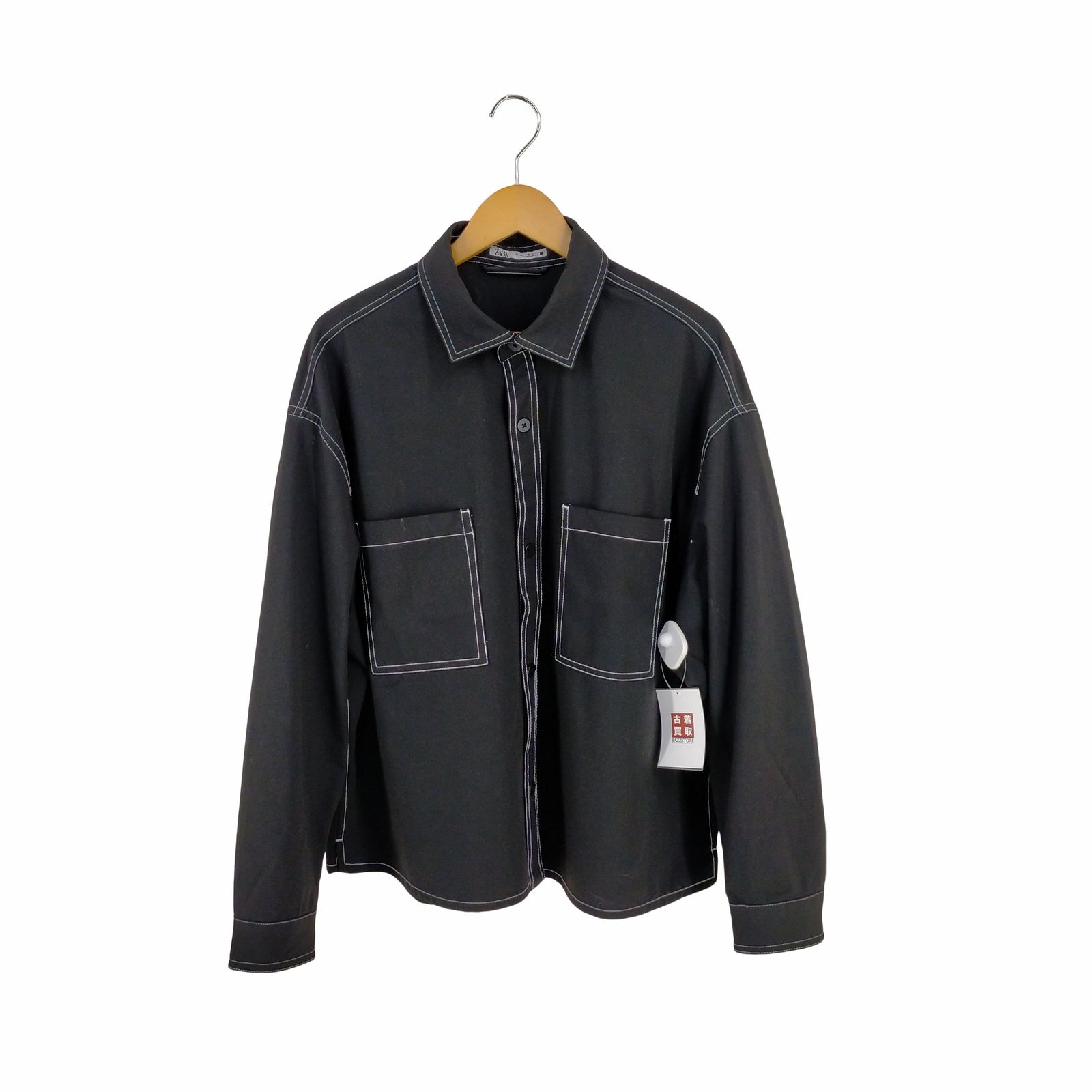 ザラ ZARA コントラスト色トップステッチ入りシャツジャケット