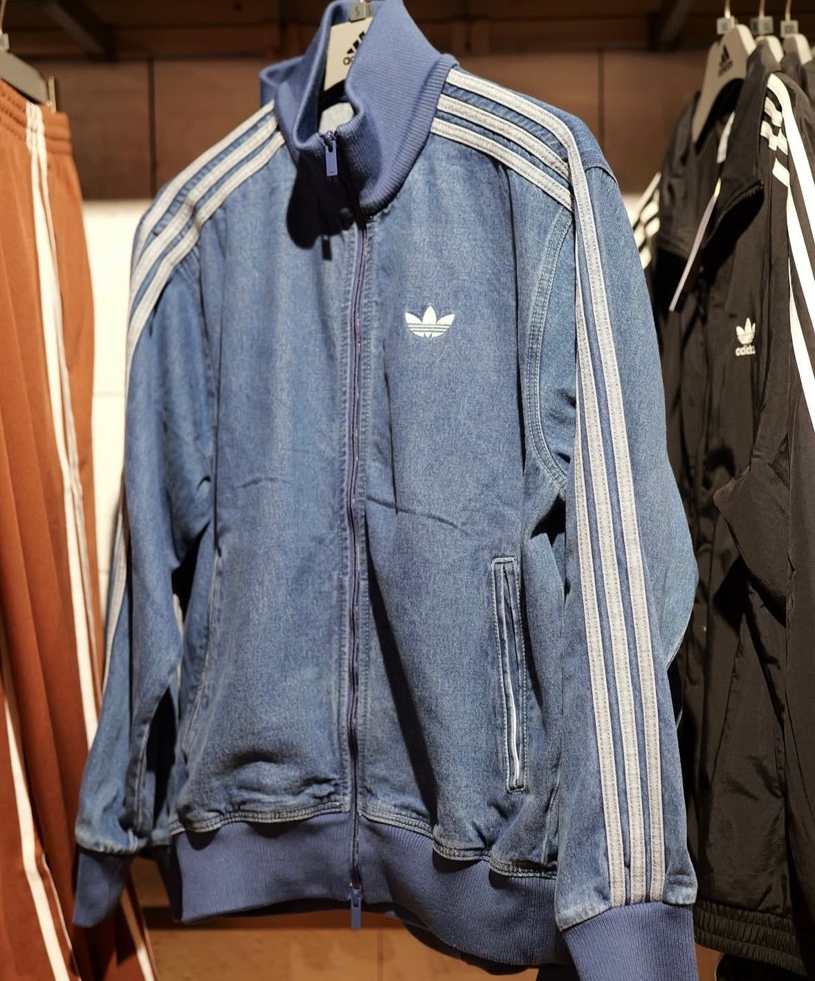 希少　adidas デニムトラックジャケット　デニムブルゾン　刺繍　ジャージ adidas Originals - 希少2XL⭐️90s adidas トラックジャケット