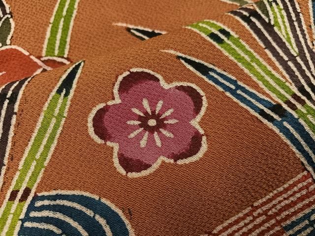 平和屋着物○紅型 振袖 花鳥文 鬼しぼ縮緬 正絹 逸品 AABB7272ph