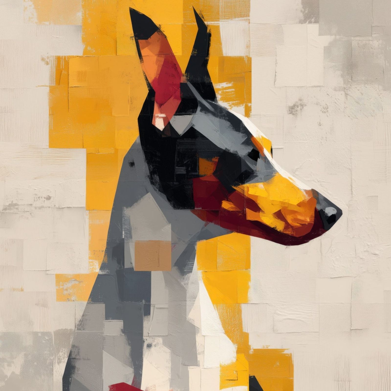 Color Symphony: Miniature Pinscher Dog】ミニチュア・ピンシャー ・幾何学・抽象画・アート・モダン・北欧風・インテリア・, image size:1600x1600