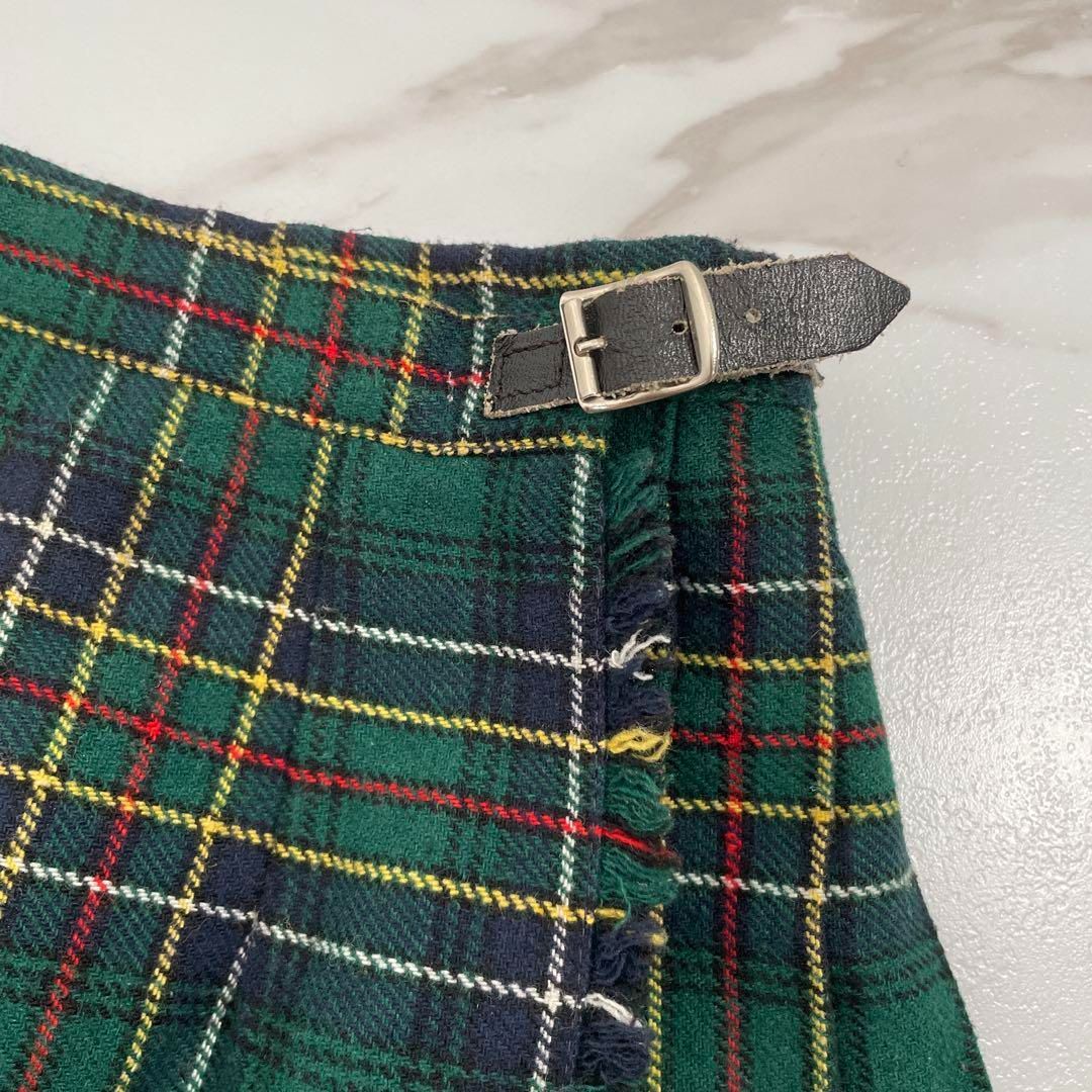 アイルランド製 80s O NEIL of DUBLIN チェックラップスカート オニールオブダブリン サイズ32 Sサイズ程度 グリーン系 NICORILABO_COM