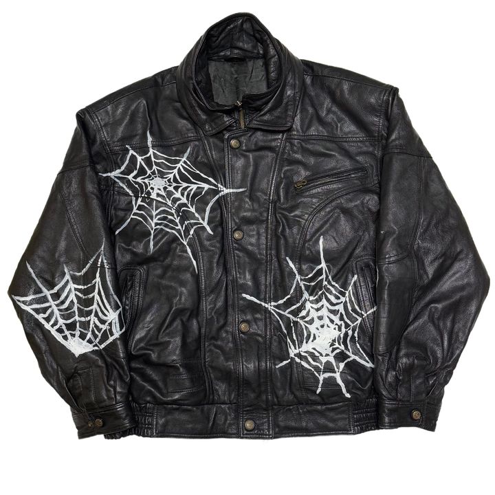 90’s Spider Web Paint Leather Jacket