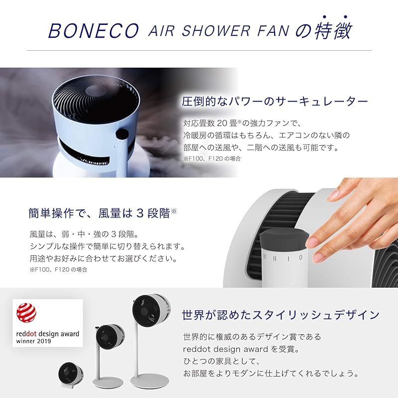 BONECO AIR SHOWER FAN [サーキュレーター/静音/20畳対応] F100 0