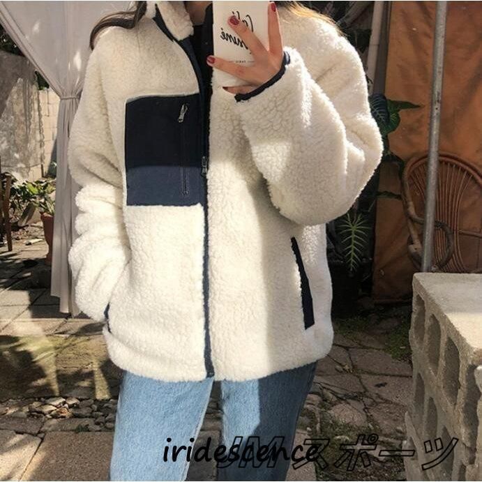 ボアブルゾン ボアジャケット ボアコート レディース 両面着 ジャケット アウター ボア ブルゾン もこもこ おしゃれ 防寒コート 冬 ゆったり 暖かい