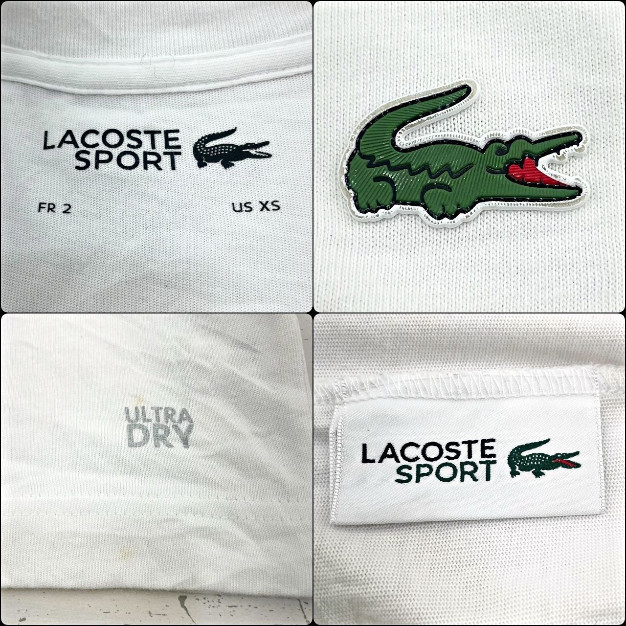 LACOSTE SPORT　ラコステスポーツ　ワンポイントロゴロンT　メンズ　サイズ表記XS　M~L相当　ホワイト