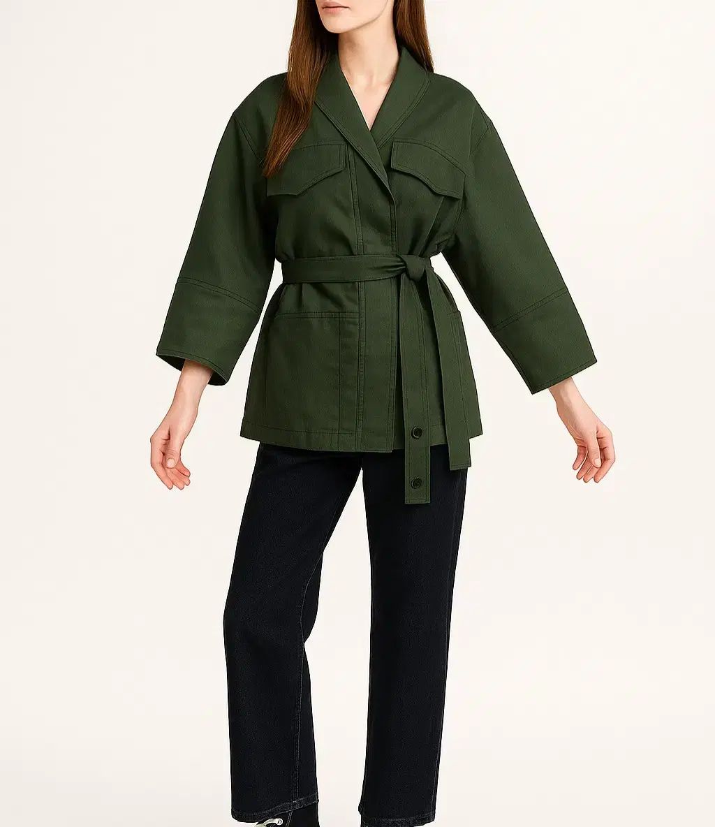 SYSTEM システム SYSTEM カーキ色 オープン ベルト付き ジャケット