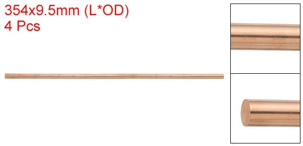uxcell 4パック 純銅丸棒 9.5mm/0.37インチ径 354mm/13.94インチ長 実銅棒旋盤用バー ストック DIY金属工芸金属加工趣味