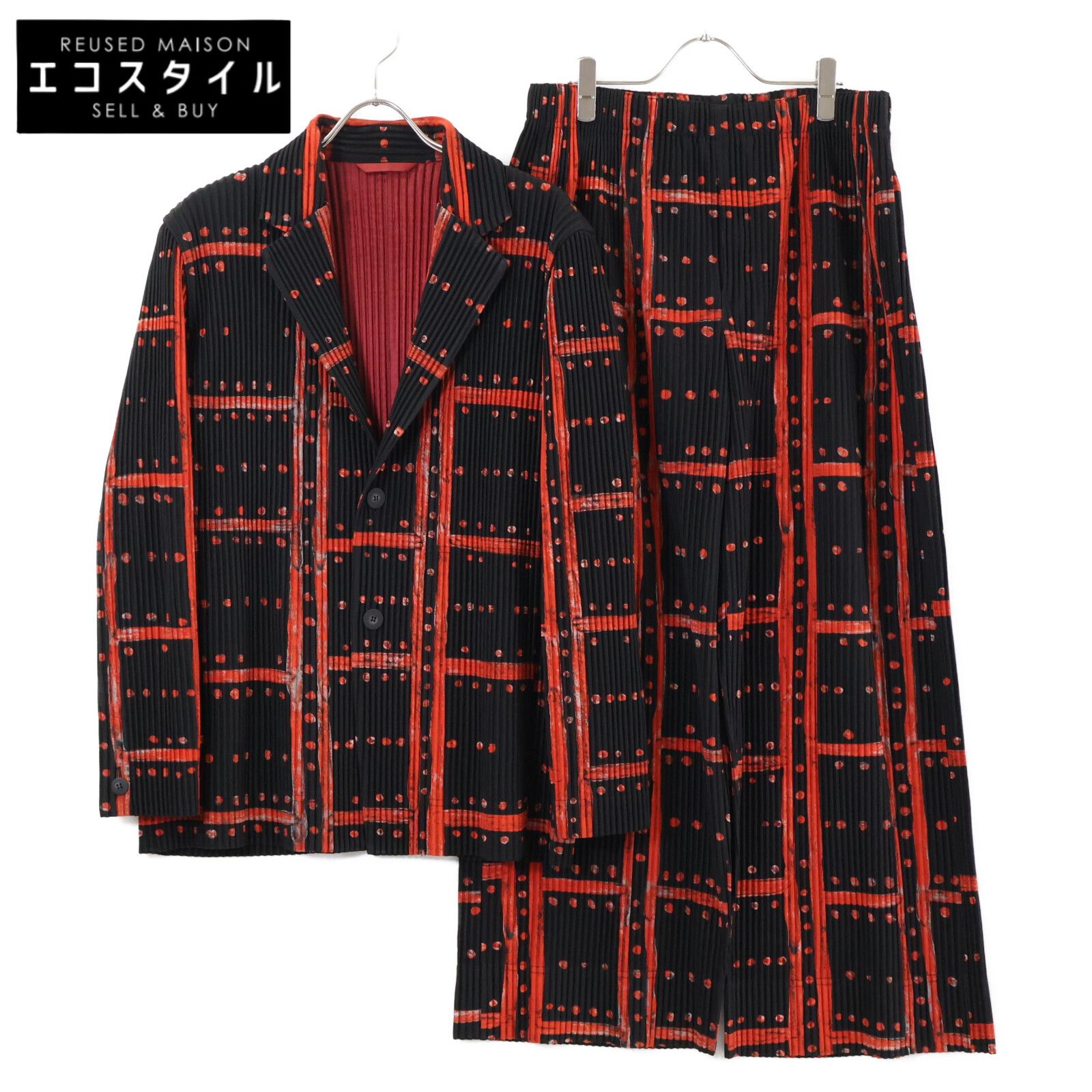 HOMME PLISSE ISSEY MIYAKE オムプリッセ イッセイミヤケ HP91JD162|JF164 総柄 プリーツ テーラードジャケット|ワイドパンツ 3|3